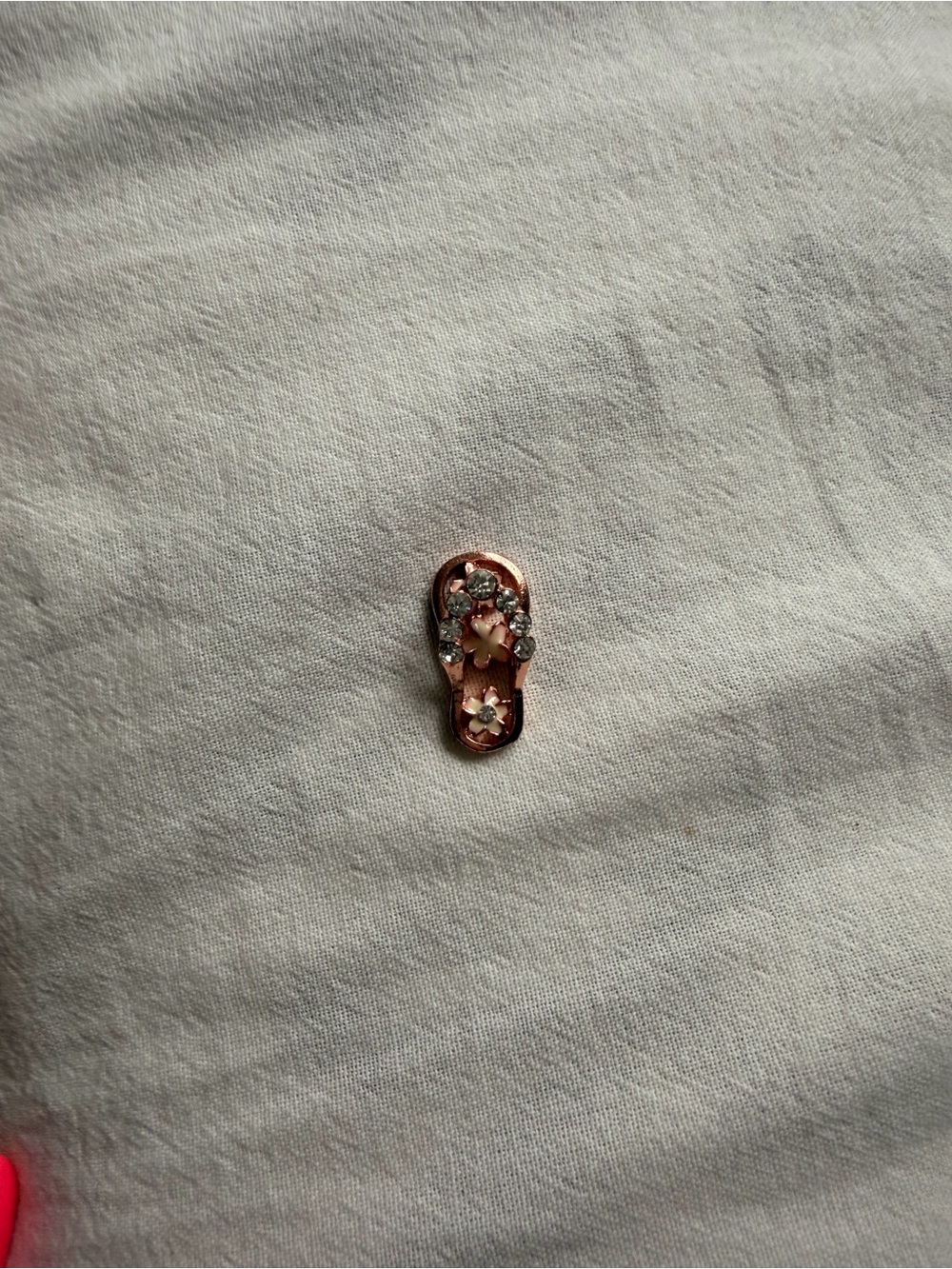 Rhinestone Flower Flip-Flop Charm in Rose Gold Pendant Charm